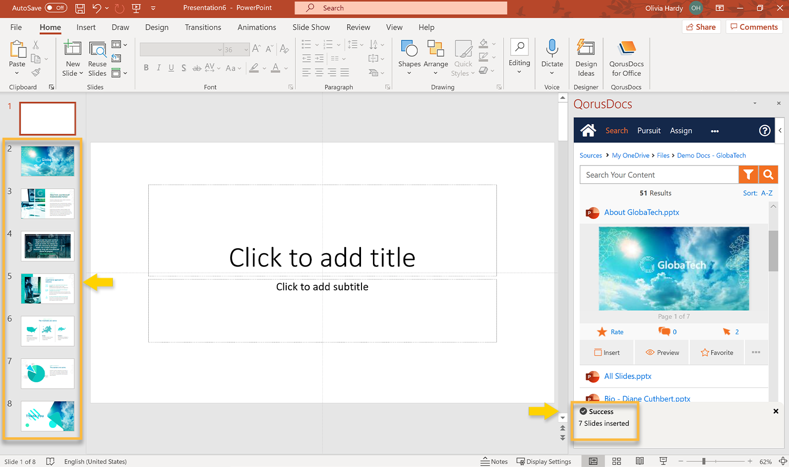 insert powerpoint slides from one presentation to another